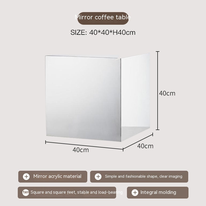 Mirror Acrylic Cube Bedside Table
