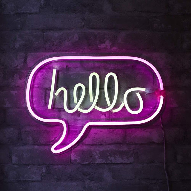 Hello Word Bubble Neon Sign