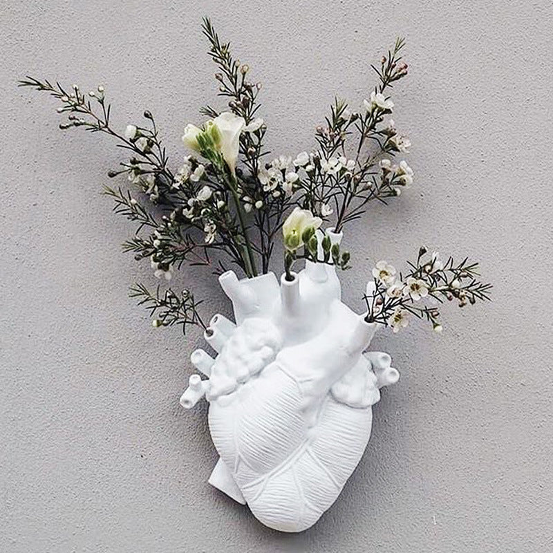 Wall-Mounted Heart Ceramic Vase