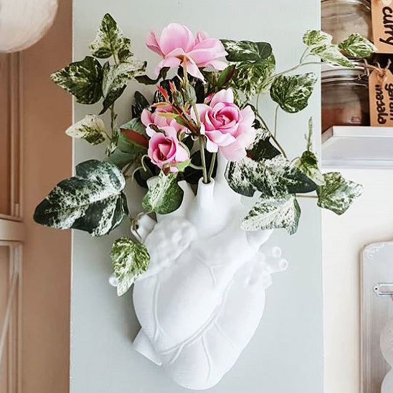 Wall-Mounted Heart Ceramic Vase