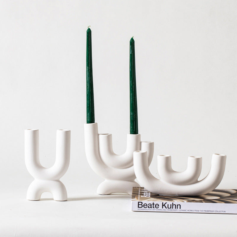 White Ceramic Candlestick