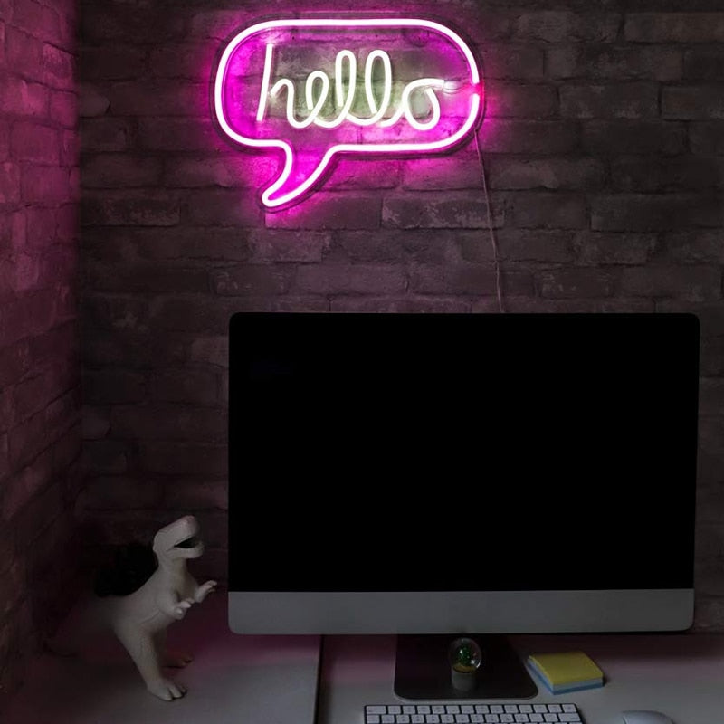 Hello Word Bubble Neon Sign