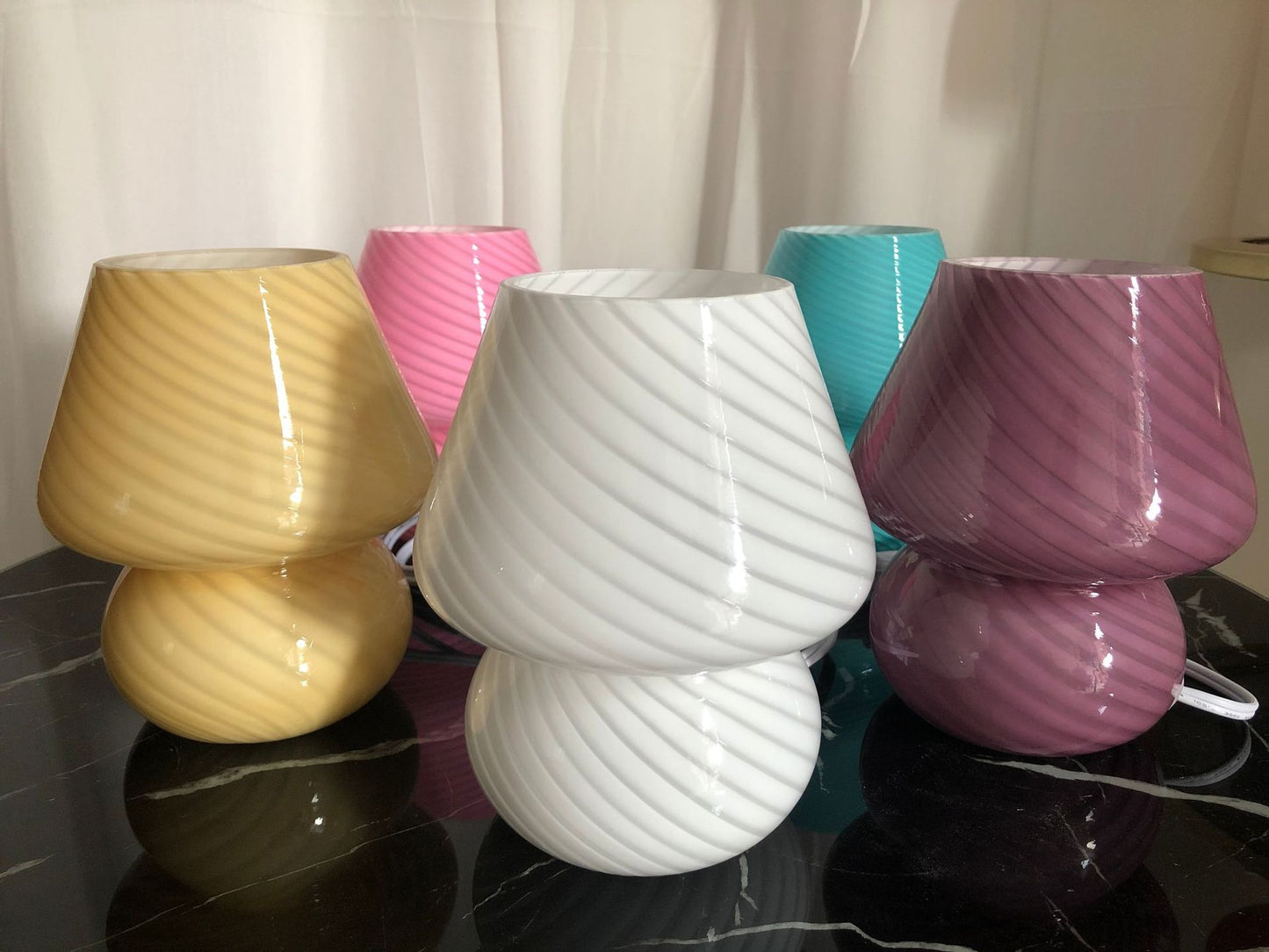 Multicolor Glass Mushroom Table Lamp