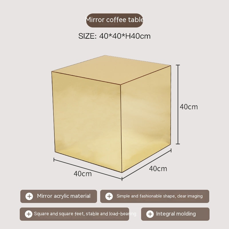 Mirror Acrylic Cube Bedside Table