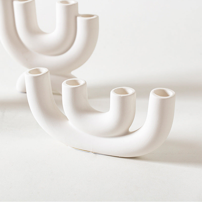 White Ceramic Candlestick