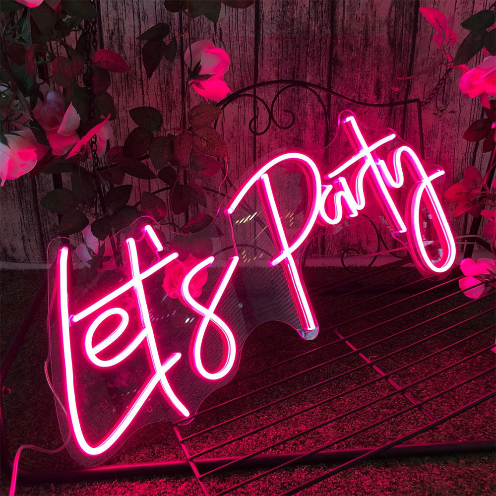 Neon Lets Party Lights Wedding