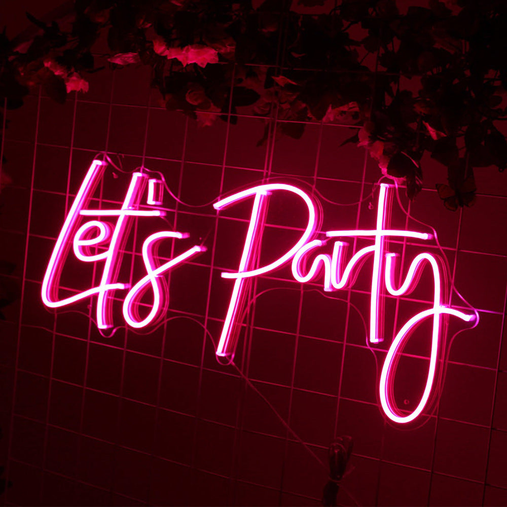 Neon Lets Party Lights Wedding