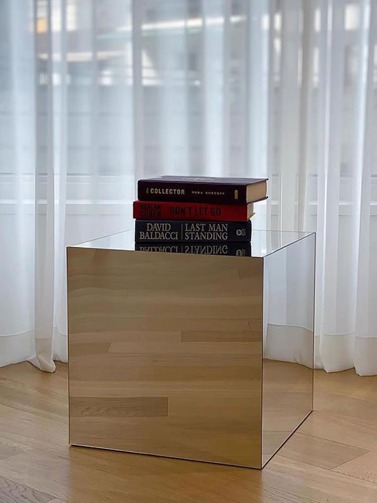 Mirror Acrylic Cube Bedside Table