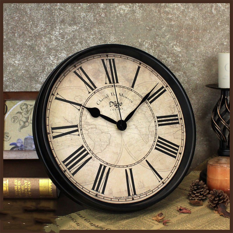 Home Clocks Living Room Metal Creative Wall Clock Retro Iron Clock - offbeatabode