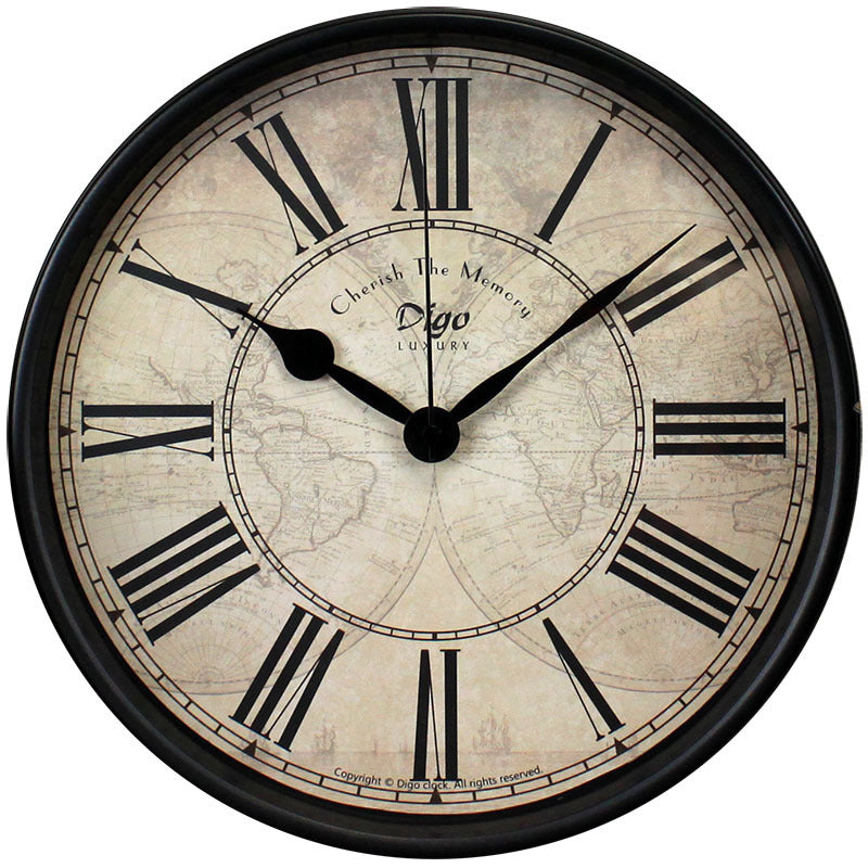 Home Clocks Living Room Metal Creative Wall Clock Retro Iron Clock - offbeatabode