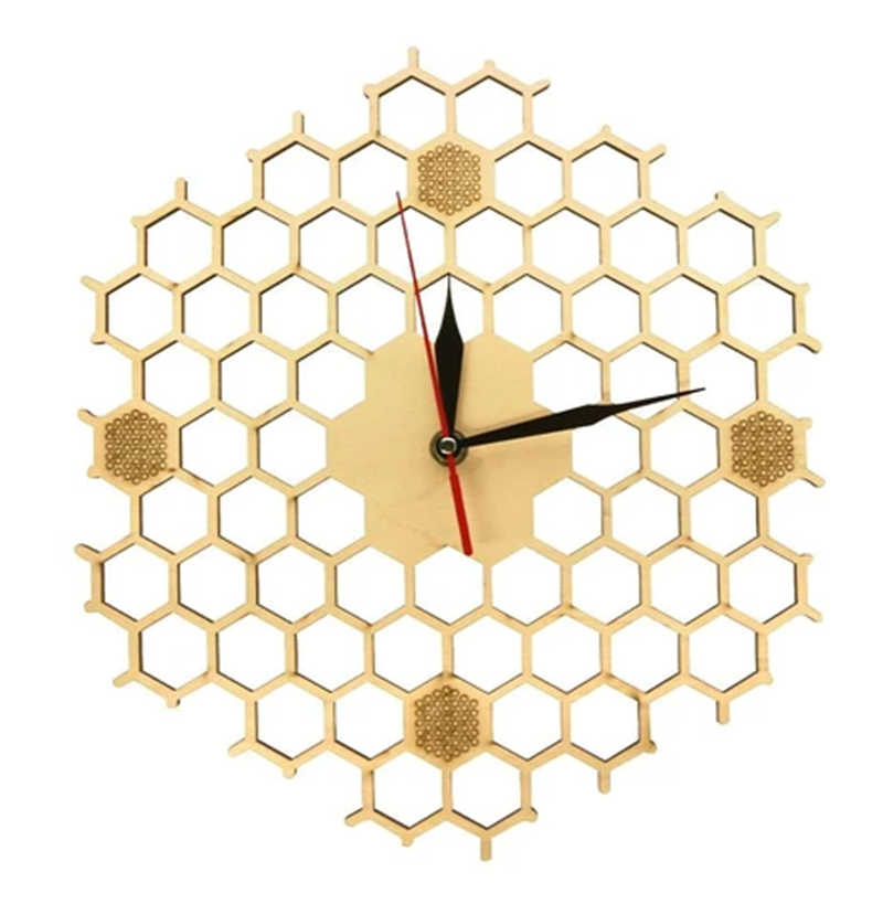 Wooden Wall Clock Honeycomb Inspired Wall Clock Hollow - Offbeat Abode and Unique Beats