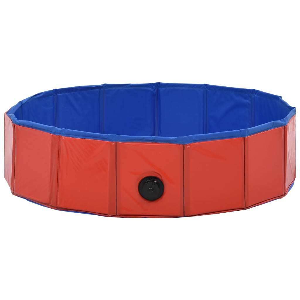 vidaXL Foldable Dog Swimming Pool Red 31.5"x7.9" PVC - Offbeat Abode and Unique Beats