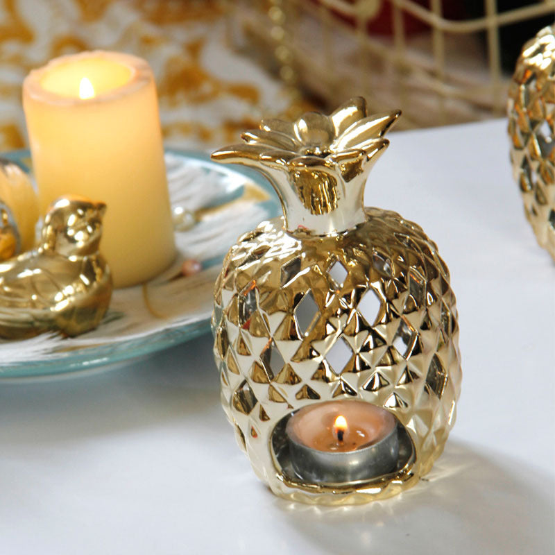 Golden Pineapple Tealight Holder - offbeatabode