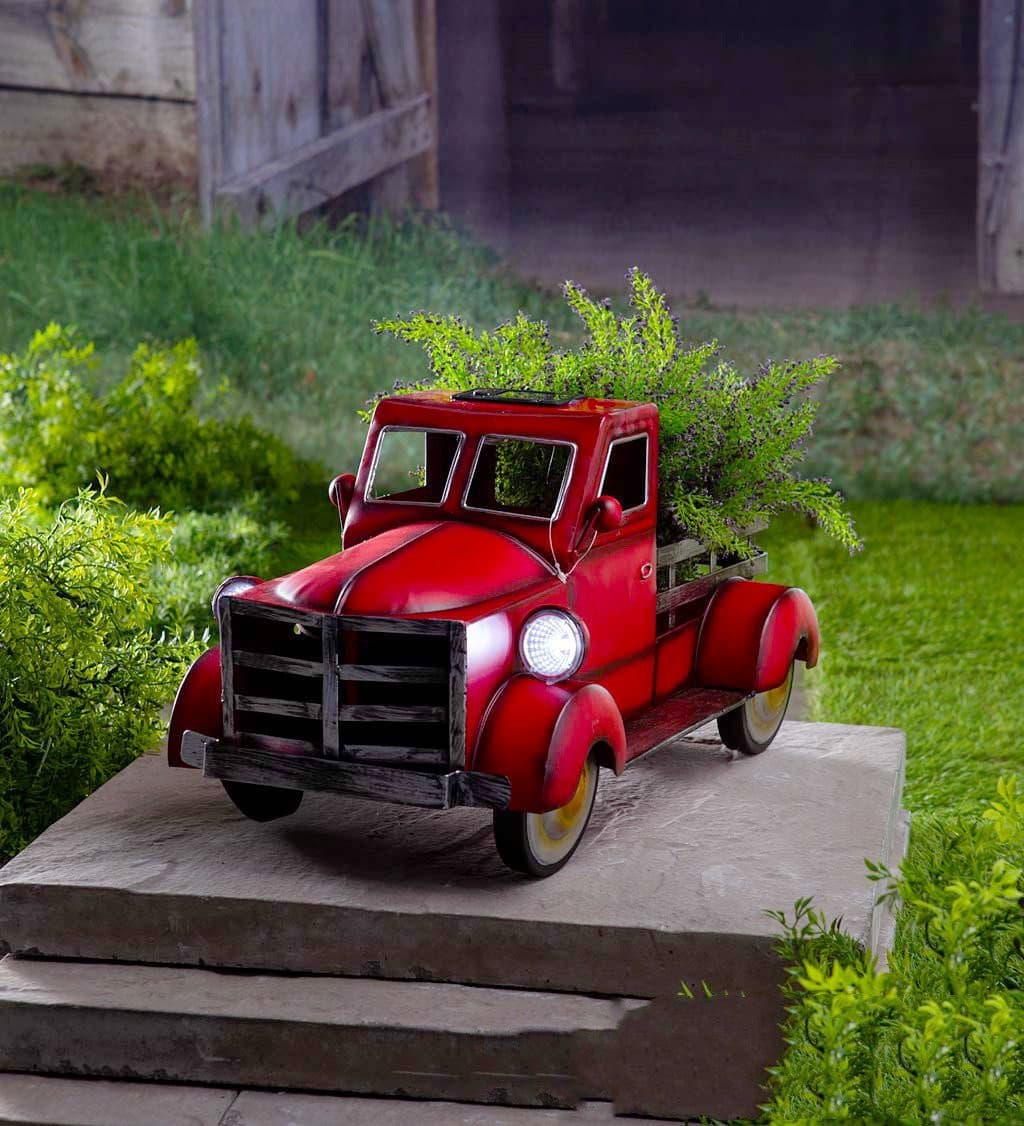 Solar Truck Flower Pot - offbeatabode