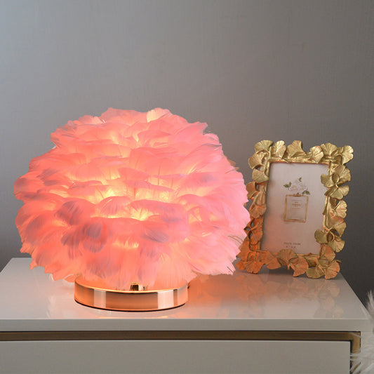 Luxury Feather Table Lamp Bedroom or Bedside Light