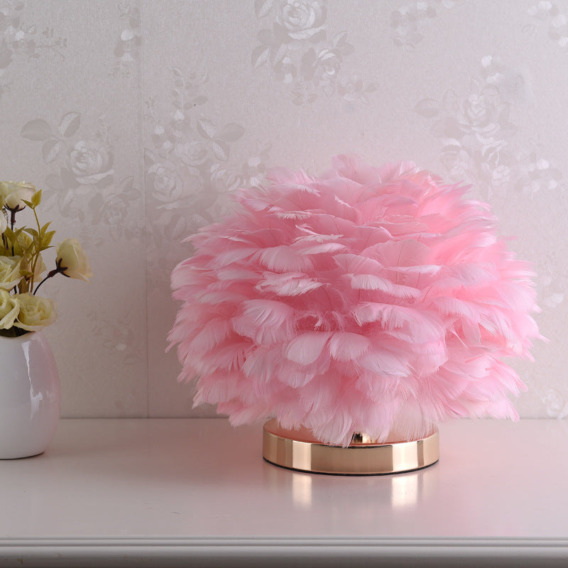 Luxury Feather Table Lamp Bedroom or Bedside Light