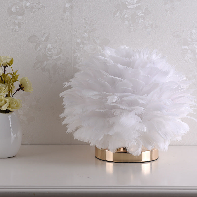 Luxury Feather Table Lamp Bedroom or Bedside Light