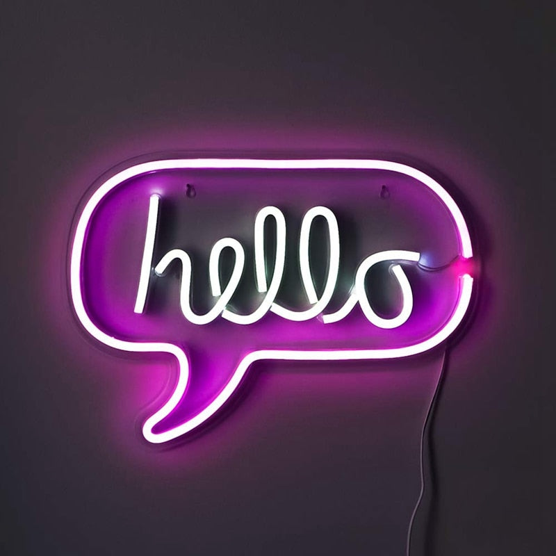 Hello Word Bubble Neon Sign