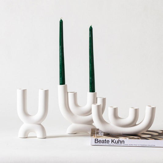 White Ceramic Candlestick