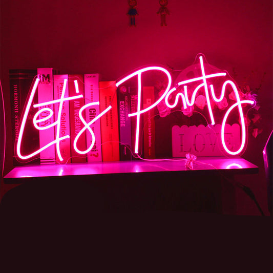 Neon Lets Party Lights Wedding