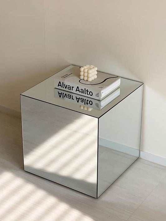 Mirror Acrylic Cube Bedside Table