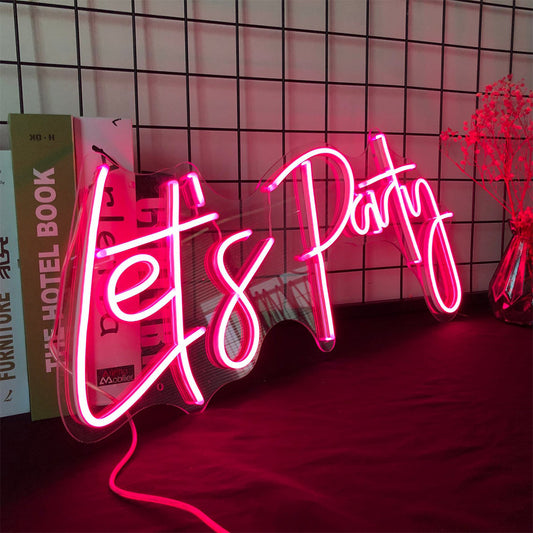 Neon Lets Party Lights Wedding