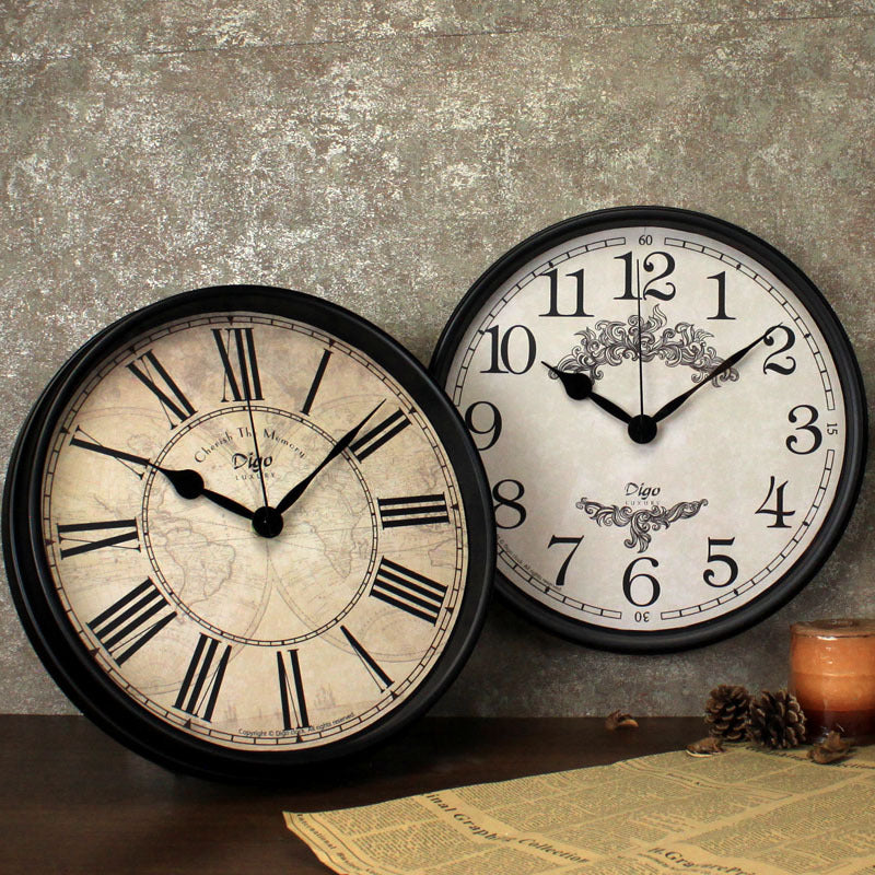 Home Clocks Living Room Metal Creative Wall Clock Retro Iron Clock - offbeatabode