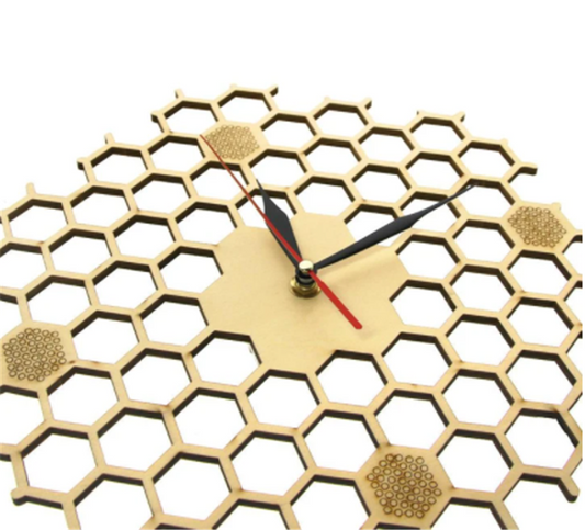 Wooden Wall Clock Honeycomb Inspired Wall Clock Hollow - Offbeat Abode and Unique Beats