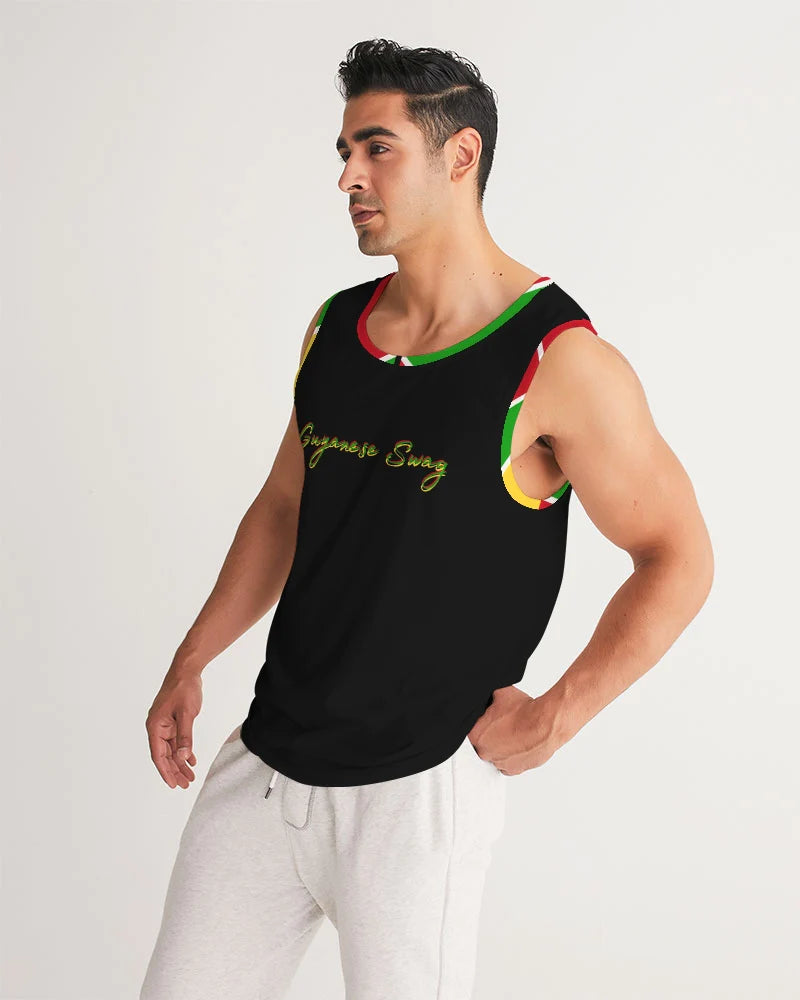 Guyanese Swag Ice Gold Green Men's Sports Tank - Offbeat Abode and Unique Beats