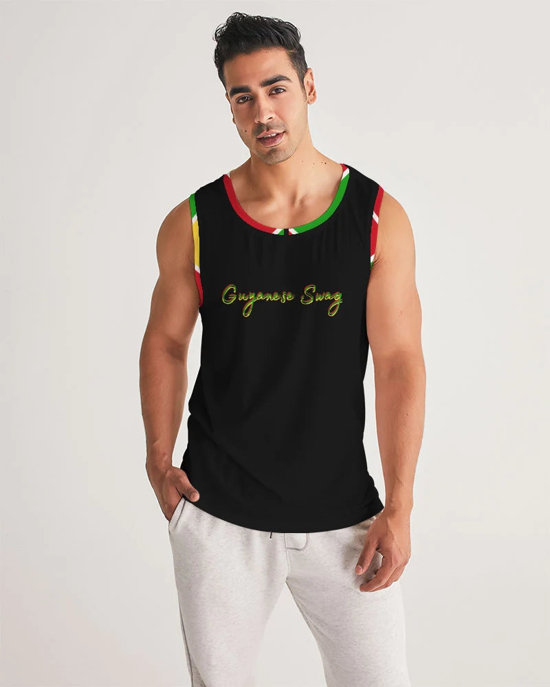 Guyanese Swag Ice Gold Green Men's Sports Tank - Offbeat Abode and Unique Beats