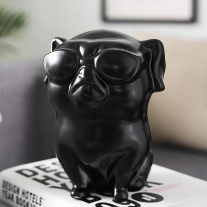 Black gold bulldog ceramic dog ornament - offbeatabode