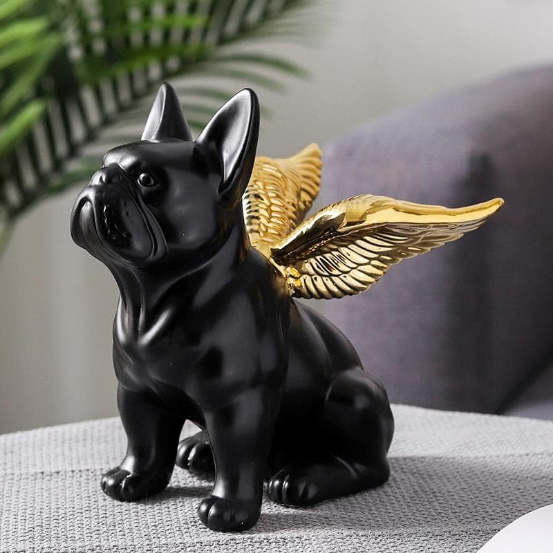Black gold bulldog ceramic dog ornament - offbeatabode