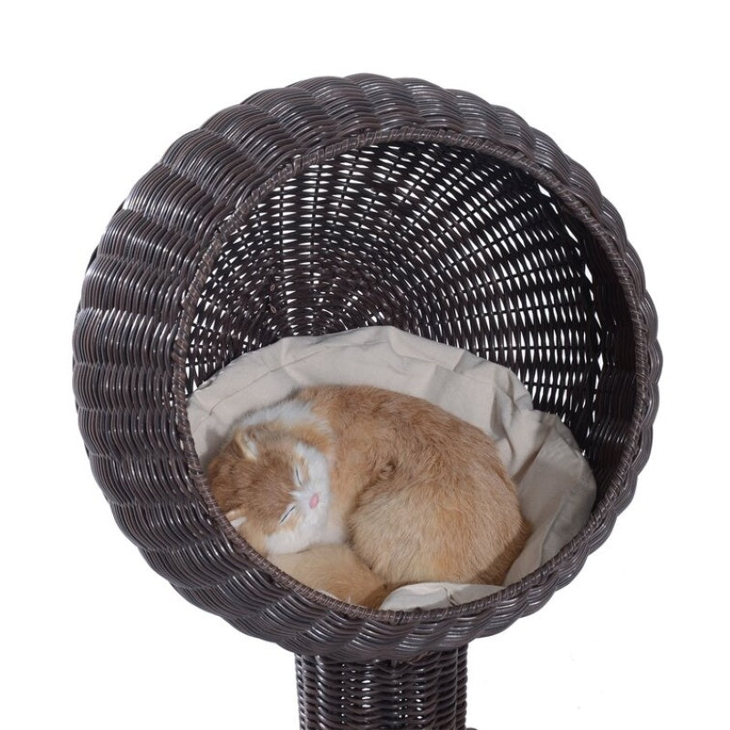 Modern Cat Bed Fancy Design Espresso Color Wicker Lounge - Offbeat Abode and Unique Beats