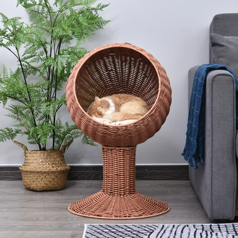 Modern Cat Bed Fancy Design Espresso Color Wicker Lounge - Offbeat Abode and Unique Beats