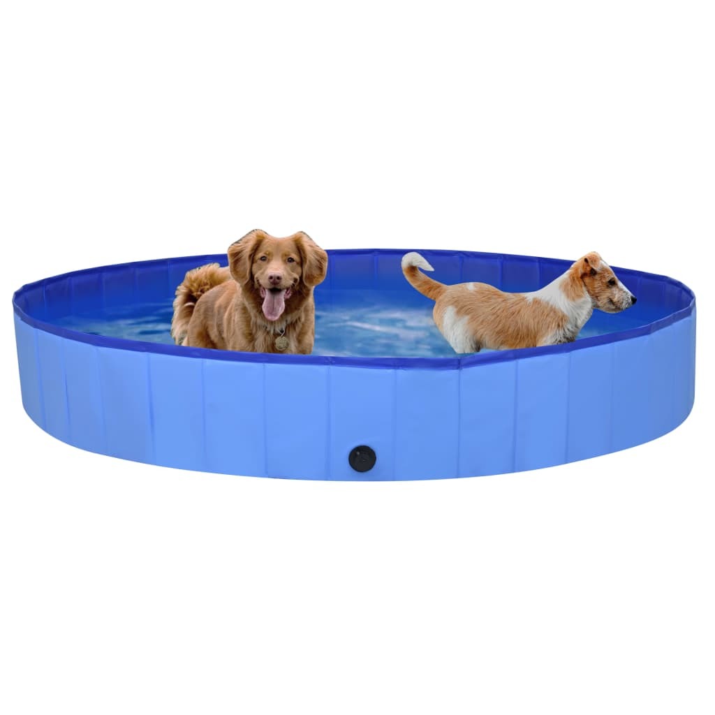 vidaXL Foldable Dog Swimming Pool Blue 78.7"x11.8" PVC - Offbeat Abode and Unique Beats