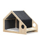 2-In-1 Wood Dog House Indoor;  Cabin Dog Kennel with Cushioned Bed;  Cover Scratcher;  Feeding Bowls;  Pet Habitat for Cats;  Small and Medium Dogs;  Natural and Gray - Offbeat Abode and Unique Beats