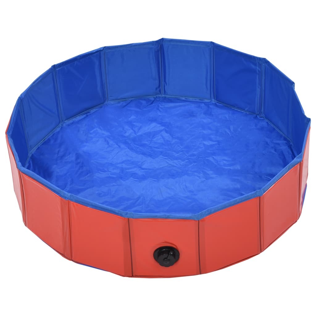 vidaXL Foldable Dog Swimming Pool Red 31.5"x7.9" PVC - Offbeat Abode and Unique Beats