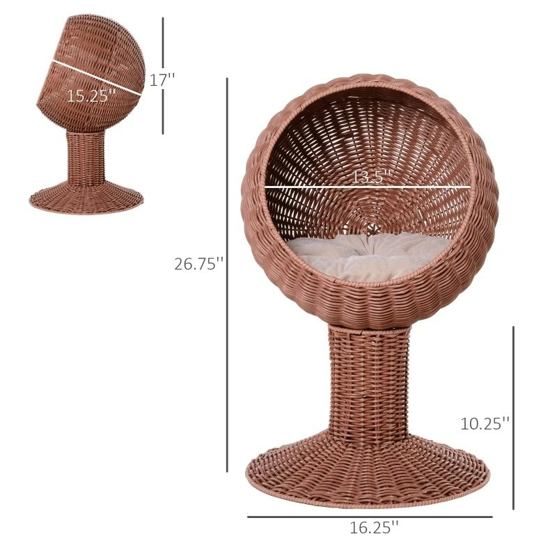 Modern Cat Bed Fancy Design Espresso Color Wicker Lounge - Offbeat Abode and Unique Beats