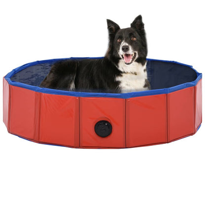 vidaXL Foldable Dog Swimming Pool Red 31.5"x7.9" PVC - Offbeat Abode and Unique Beats