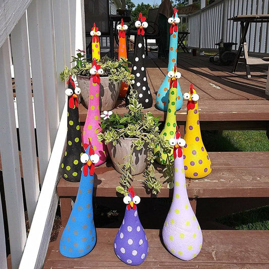 Silly Chicken Garden Ornaments - offbeatabode