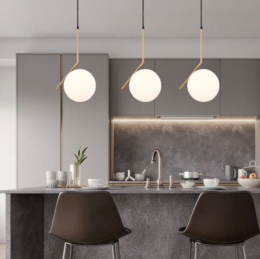 Single head glass ball chandelier - offbeatabode