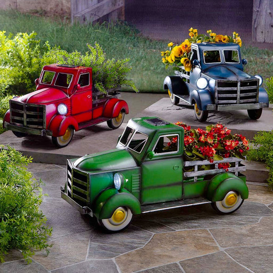 Solar Truck Flower Pot - offbeatabode